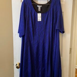 NWT! CATHERINE'S Catherines ROYAL BLUE & BLACK S/S DRESS ~ Size 4X / 4 X